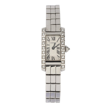 Cartier Tank Allongee Laniere Quartz Watch White Gold with Diamond Bezel 14