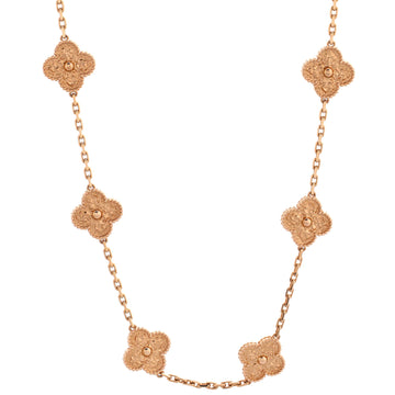 Van Cleef & Arpels Vintage Alhambra 20 Motifs Necklace 18K Rose Gold