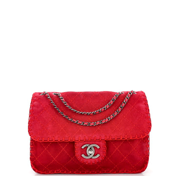 Chanel Stitched Flap Bag Quilted Suede Medium