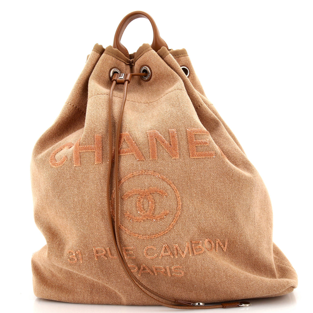 Chanel Deauville Backpack Canvas with Sequins Large Brown  display picture 1