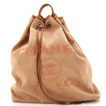 Chanel Deauville Backpack Canvas with Sequins Large