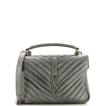 Saint Laurent Classic Monogram College Bag Matelasse Chevron Leather Medium