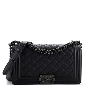 Chanel So Black Boy Flap Bag Quilted Lambskin Old Medium