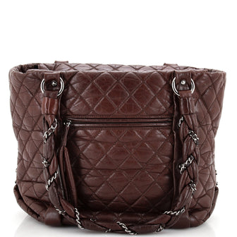 Chanel Lady Braid Shopping Tote Quilted Distressed Lambskin Medium
