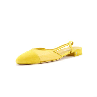 Chanel Women's Cap Toe CC Slingback Flats Mesh