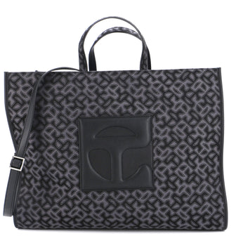 Telfar Shopping Tote Monogram Jacquard with Faux Leather Large