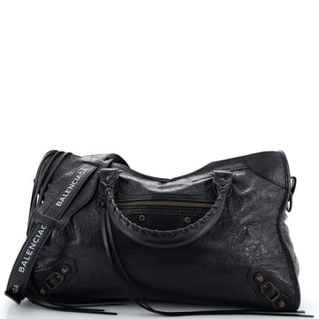Balenciaga Logo Strap City Classic Studs Bag Leather Medium