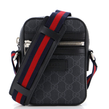 Gucci Web Strap Front Zip Messenger Bag GG Coated Canvas Mini