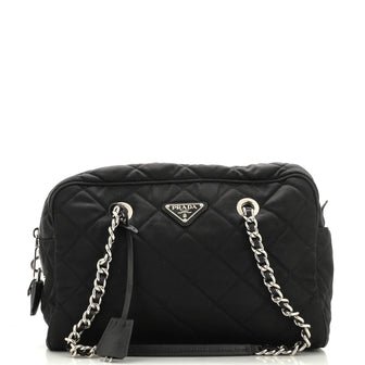 Prada Chain Shoulder Bag Quilted Tessuto Medium