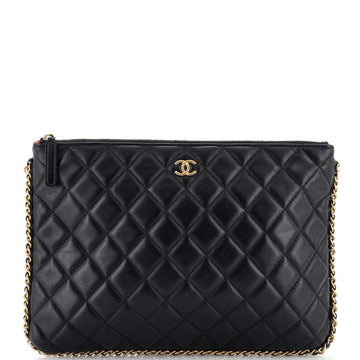 Chanel Chain Around O Case Clutch Quilted Lambskin Medium
