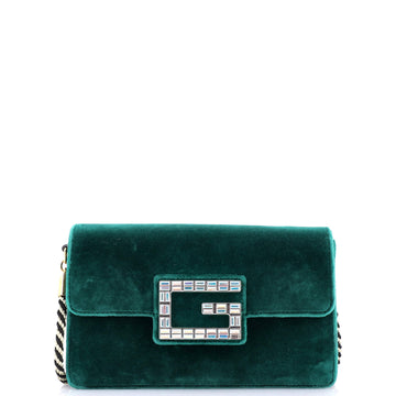 Gucci G Broadway Shoulder Bag Velvet with Crystals Small