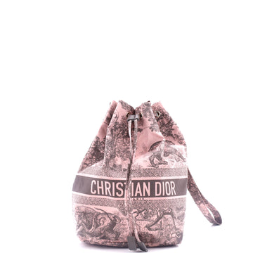 Christian Dior Logo Travel Drawstring Pouch Printed Fabric