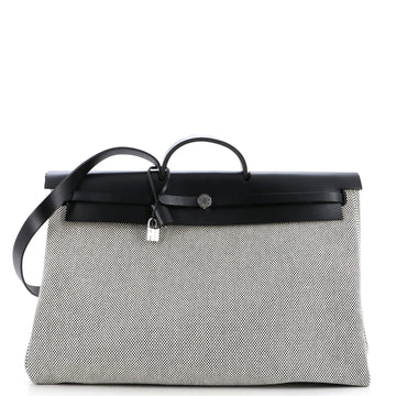 Hermes Herbag Zip Quadrille Canvas and Leather 50