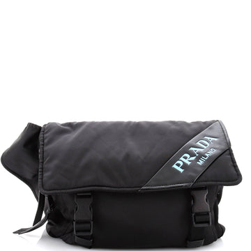 Prada Logo Stripe Messenger Bag Tessuto Small