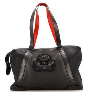 Christian Louboutin Bagdamon Boston Duffle Bag Canvas with Leather Large