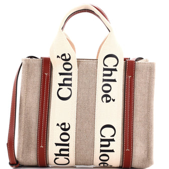 Chloe Woody Convertible Tote Canvas with Leather Small