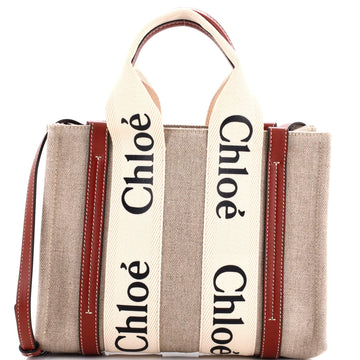 Chloe Woody Convertible Tote Canvas with Leather Small
