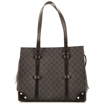 Gucci Buckle Travel Tote GG Coated Canvas with Leather Large