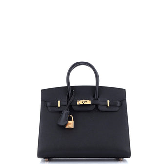 Hermes Birkin Sellier Bag Black Epsom with Rose Gold Hardware 25