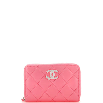 Chanel CC Stars Zip Coin Purse Quilted Lambskin Small
