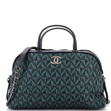 Chanel Convertible Chain Bowler Bag Woven Calfskin Large