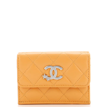 Chanel CC Stars Trifold Flap Wallet Quilted Lambskin Small