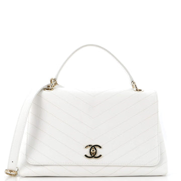 Chanel Chevron Chic Top Handle Bag Chevron Calfskin Medium