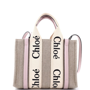 Chloe Woody Convertible Tote Canvas with Leather Small