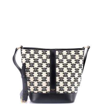 Celine Bucket Shoulder Bag Triomphe Canvas Small