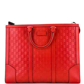 Gucci Signature Convertible Top Handle Tote Guccissima Leather Large