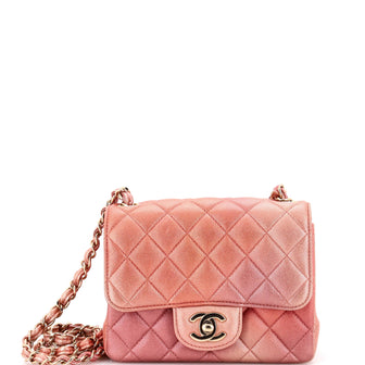Chanel Square Classic Single Flap Bag Quilted Ombre Metallic Lambskin Mini