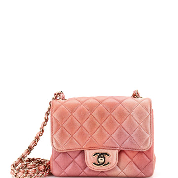 Chanel Square Classic Single Flap Bag Quilted Ombre Metallic Lambskin Mini