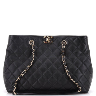 Chanel Classic CC Shopping Tote Quilted Caviar Medium