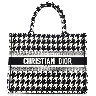 Christian Dior Book Tote Houndstooth Canvas Medium