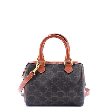 Celine Boston Bag Triomphe Coated Canvas Small