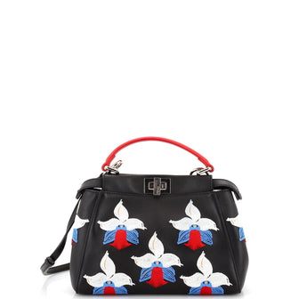 Fendi Peekaboo Bag Embroidered Leather Mini