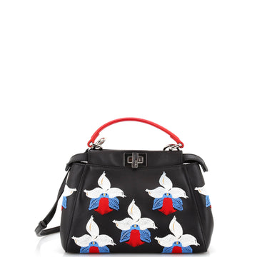 Fendi Peekaboo Bag Embroidered Leather Mini