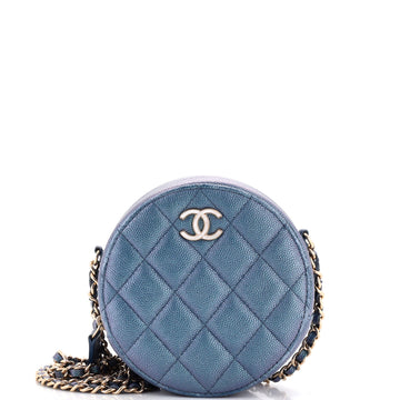Chanel Round Clutch with Chain Quilted Iridescent Caviar Mini