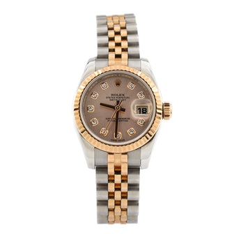 Rolex Oyster Perpetual Datejust Automatic Watch Stainless Steel and Rose Gold with Diamond Markers 26