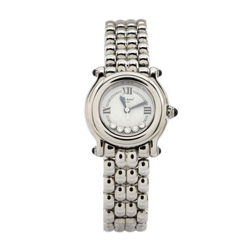 Chopard Happy Sport Classic Round Quartz Watch Stainless Steel with Floating Diamonds 26