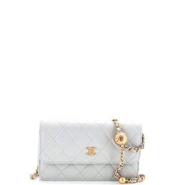 Chanel Pearl Crush Flap Phone Holder with Chain Quilted Lambskin