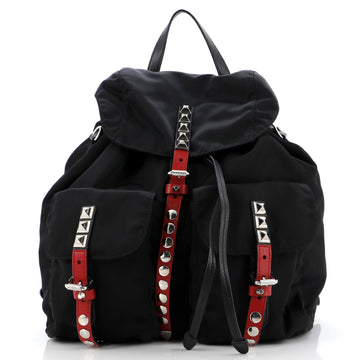 Prada New Vela Backpack Tessuto with Studded Leather