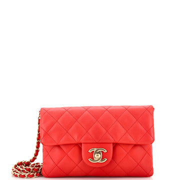 Chanel CC Chain Zip Flap Bag Quilted Calfskin Mini