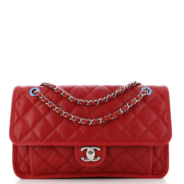 Chanel French Riviera Flap Bag Quilted Caviar Large