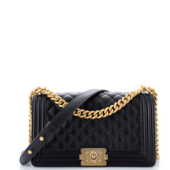 Chanel Boy Flap Bag Quilted Caviar Old Medium
