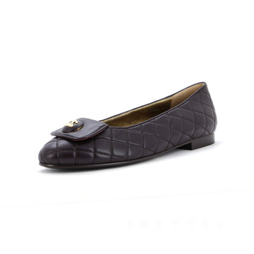 Chanel Women's CC Button Ballerina Flats Quilted Leather