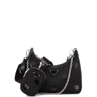 Prada Re-Edition 2005 Shoulder Bag Sequin Embellished Tessuto Small