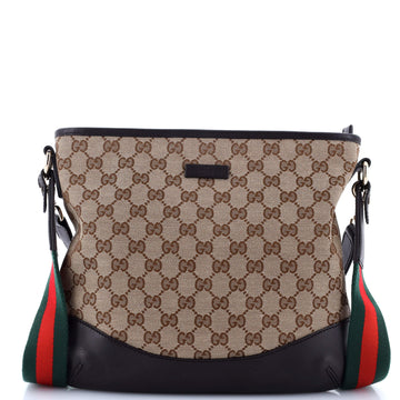 Gucci Zip Top Shoulder Bag (Outlet) GG Canvas with Leather Medium