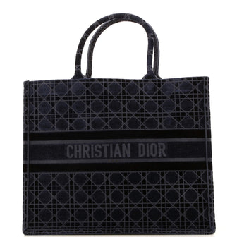 Christian Dior Book Tote Cannage Embroidered Velvet Large