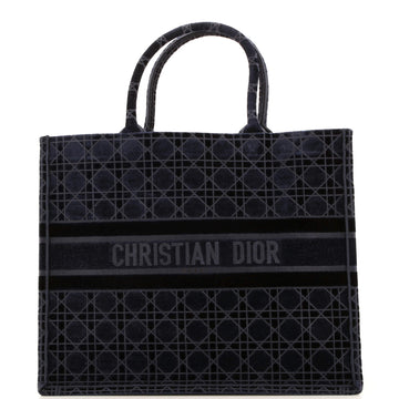 Christian Dior Book Tote Cannage Embroidered Velvet Large